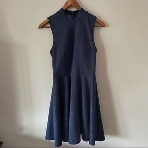 City Studio Navy Blue Formal High Neck Dress